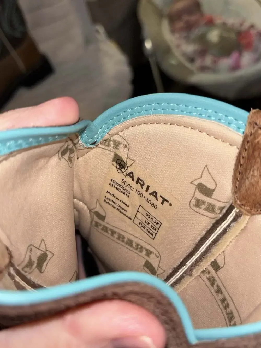 New NIB Ariat Kids Fatbaby Heritage Western Boots Brown Turquoise Size 5.5 Y